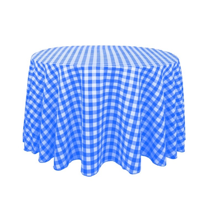 Blue and White Checkered Round Tablecloths Rental ASAP Linen