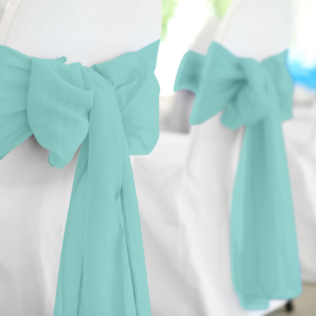 Aqua Polyester Chair Sash Rental