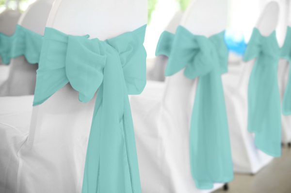 Aqua Polyester Chair Sash Rental