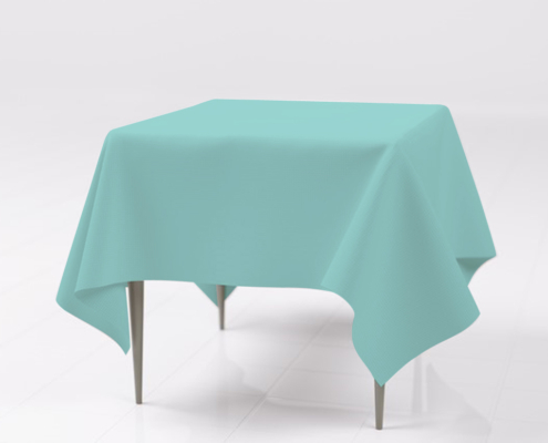 Aqua Polyester Rectangular Tablecloth Rental