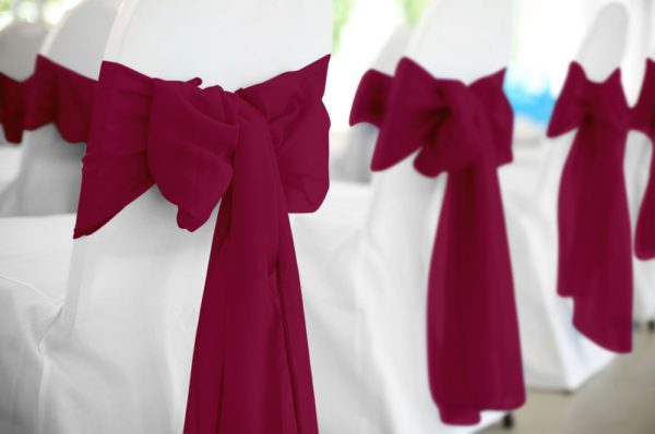 Burgundy Polyester Chair Sash Rental