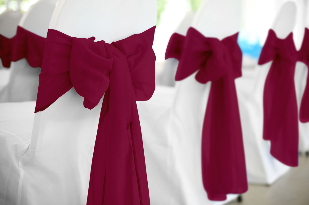 Burgundy Polyester Chair Sash Rental - ASAP Linen