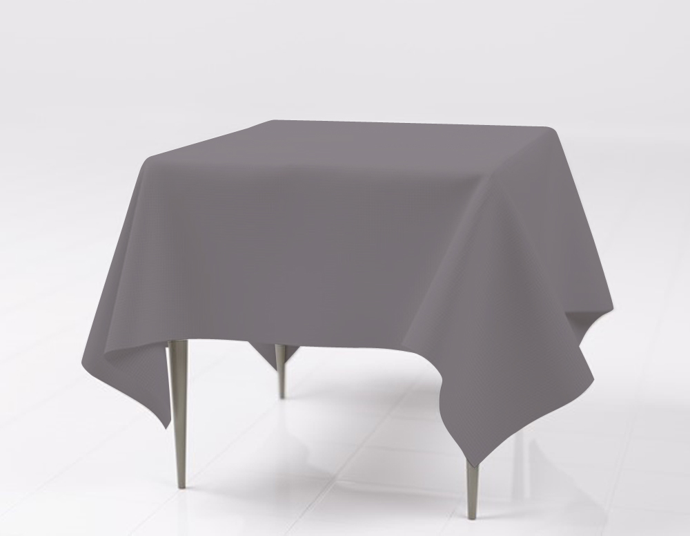 Charcoal Polyester Rectangular, Rectangle Tablecloth On Round Table