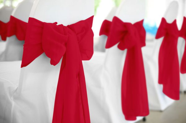 Crimson Polyester Chair Sash Rental