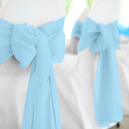 Light Blue Polyester Chair Sash Rental